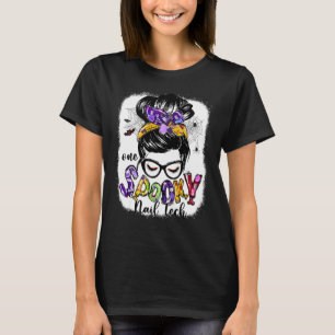 One Spooky Nail Tech Messy Bun Fall Halloween T-Shirt