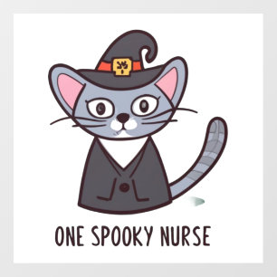 One Spooky Nurse Cat - Feline Festivities for Hall Wall Decal