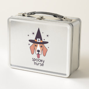 One Spooky Nurse Dog Halloween Enchantment   Metal Lunch Box