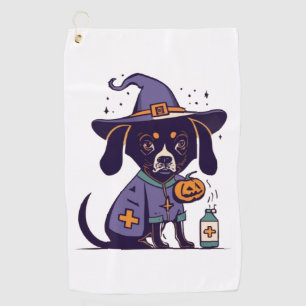 One Spooky Nurse Dog Ready for October Golf Towel