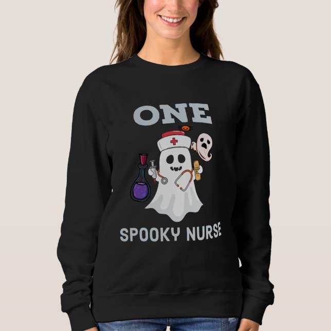 One Spooky Nurse funny Halloween Nurse Sweatshirt (Front)