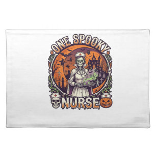 One Spooky Nurse Halloween Skeleton Potions Haunte Cloth Placemat