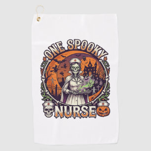 One Spooky Nurse Halloween Skeleton Potions Haunte Golf Towel