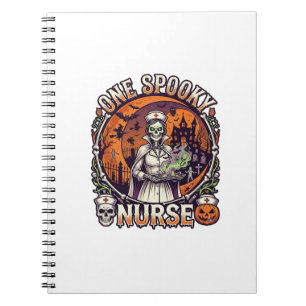 One Spooky Nurse Halloween Skeleton Potions Haunte Notebook