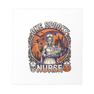 One Spooky Nurse Halloween Skeleton Potions Haunte Notepad
