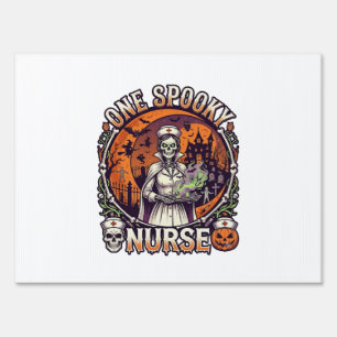 One Spooky Nurse Halloween Skeleton Potions Haunte Sign