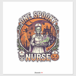 One Spooky Nurse Halloween Skeleton Potions Haunte Sticker