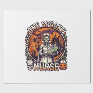 One Spooky Nurse Halloween Skeleton Potions Haunte Wrapping Paper