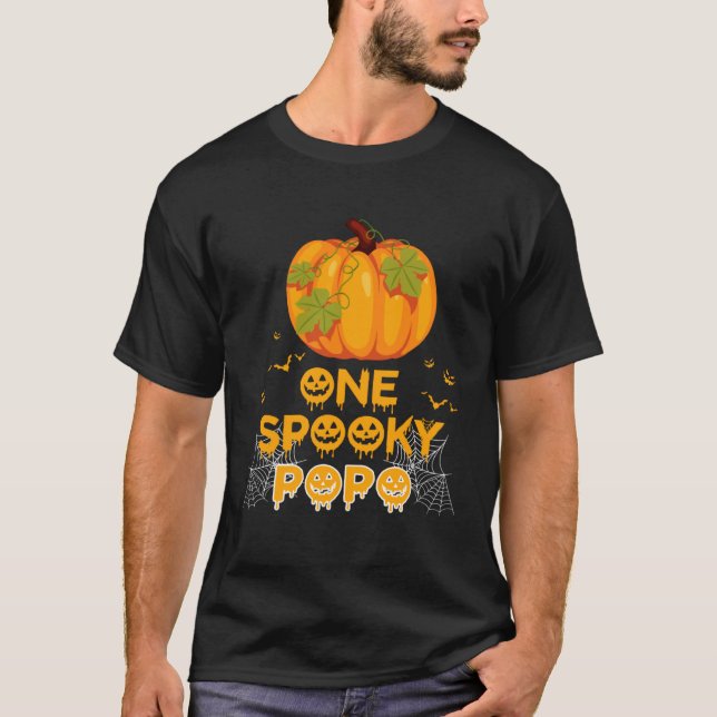 One Spooky Popo  Dad Family Halloween Matching T-Shirt (Front)