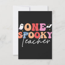 One Spooky Teacher Funny Halloween Flat Card
