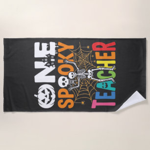 One Spooky Teacher Halloween Design_1 Beach Towel