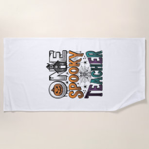One Spooky Teacher Halloween Vector Design_1 Beach Towel