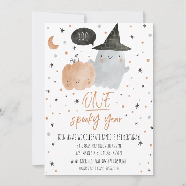 ONE Spooky Year Birthday Invitation (Front)