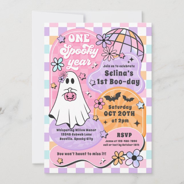 One Spooky Year Halloween Ghost 1st Birthday Invitation (Front)