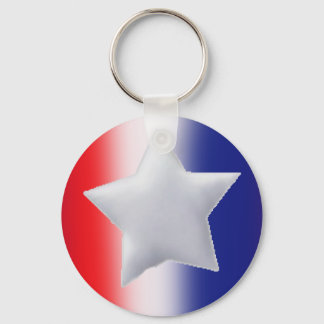 One star on red white blue background keychain