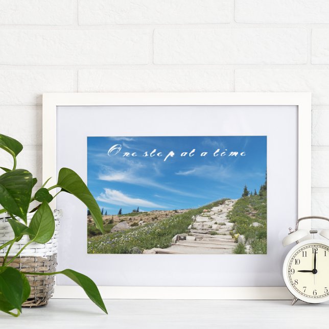 One Step at a Time Hiking Trail Steps Framed Art (In Situ Framed)