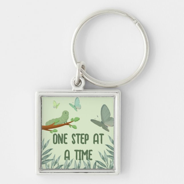 One Step at a Time Motivational  Keychain (Front)