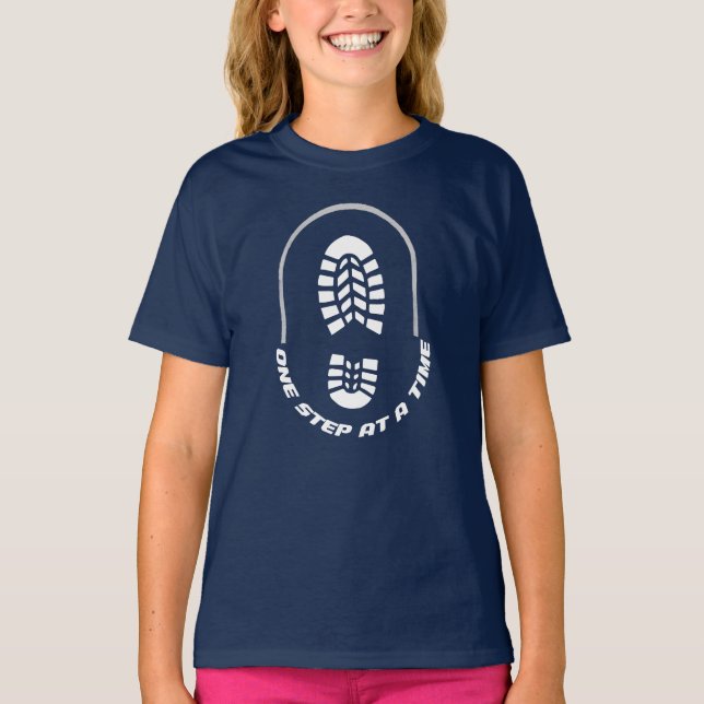 One Step At a Time- Running & Gym Inspiration T-Shirt (Front)
