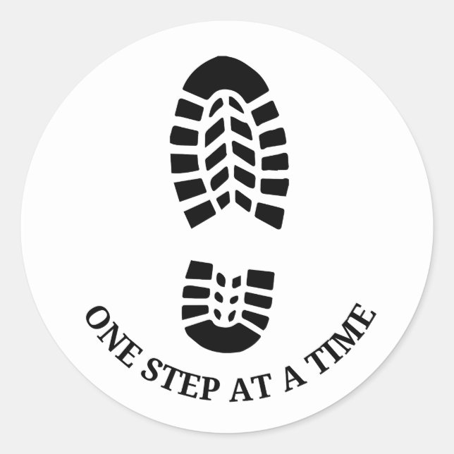 One Step at a Time, Running Motivation Classic Round Sticker (Front)