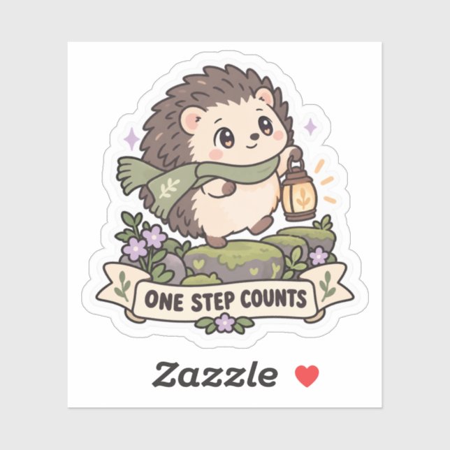 One Step Counts Lantern Hedgehog Sticker (Sheet)