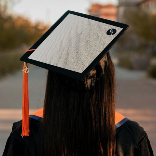 One Step Grad Cap - Calm Sandy  - Sands of Time (Introducing “Sands of Time”, Grad Lore’s  one step, polished peel‑and‑stick grad cap topper design.)