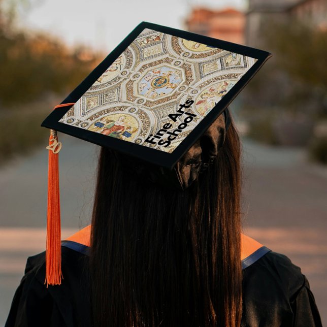 One-Step Grad Cap - Faculty - "Fine Arts School" (Introducing “Fine Arts School”, Grad Lore’s bold, one step, polished peel‑and‑stick grad cap topper )