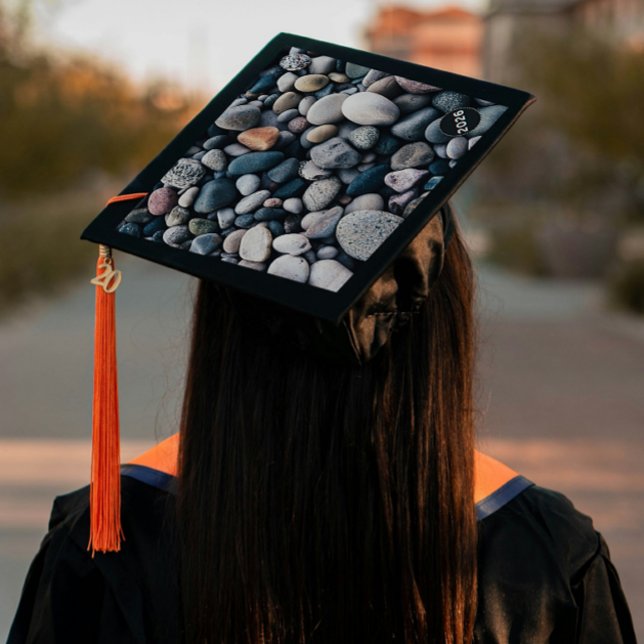 One Step Grad Cap - Pebbles - "Stepping Stones" (Introducing “Stepping Stones ”, Grad Lore’s bold, one step, peel‑and‑stick grad cap topper design.)