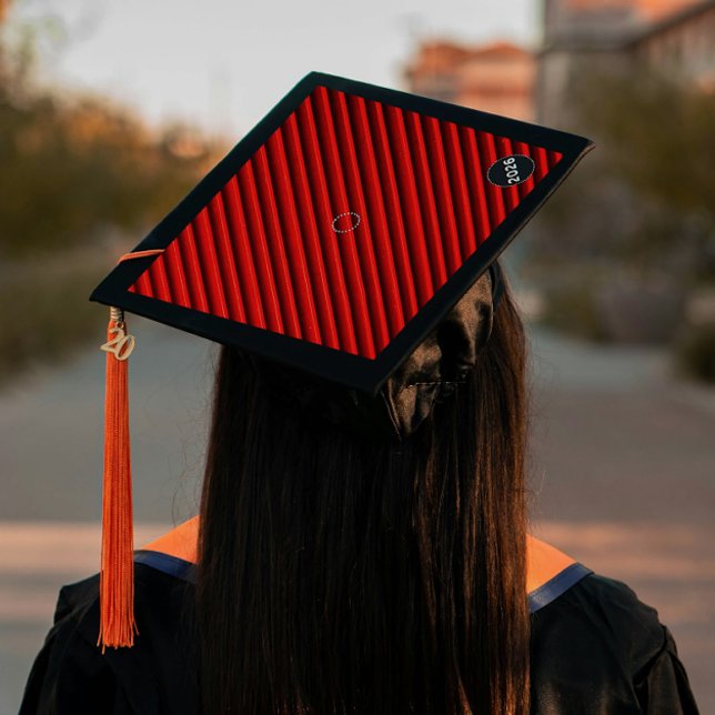One Step Grad Cap - School Color - "RedCarpet" (Introducing “Red Carpet”, Grad Lore’s bold, one step,  peel‑and‑stick grad cap topper design.)