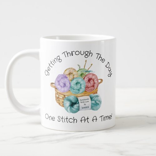 One Stitch At A Time Personalized Giant Coffee Mug