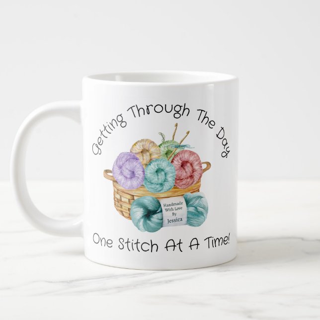 One Stitch At A Time Personalized Giant Coffee Mug (Left)