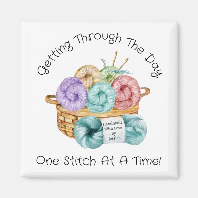 One Stitch At A Time Personalized Magnet (Front)