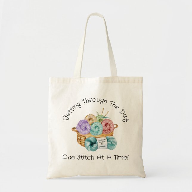 One Stitch At A Time Personalized Tote Bag (Front)