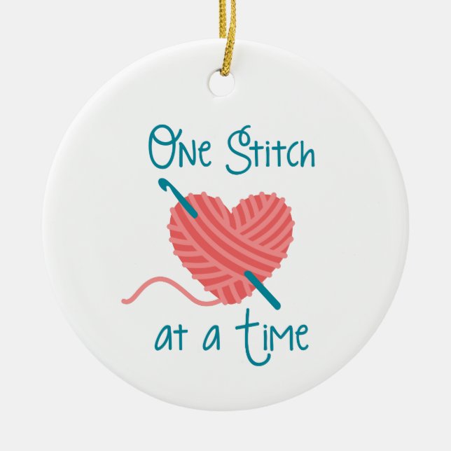 One Stitch Ceramic Ornament (Front)