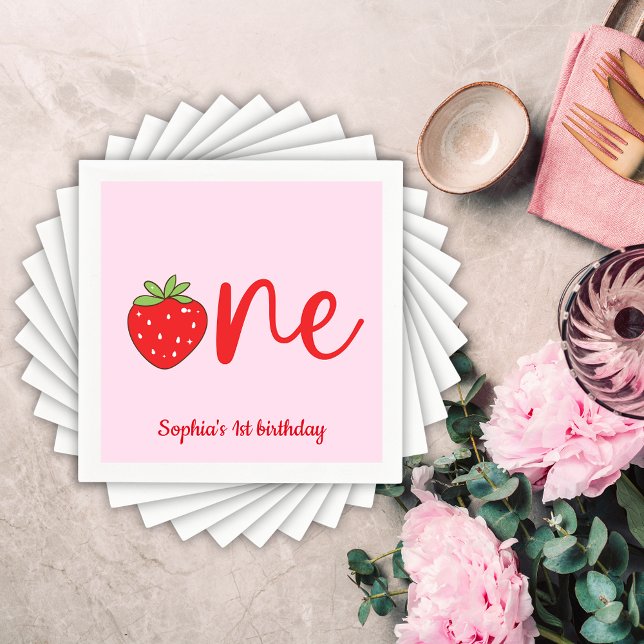 One Strawberry Birthday Napkins (Creator Uploaded)