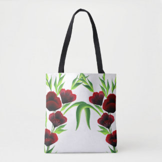One stroke acrylic florals tote bag