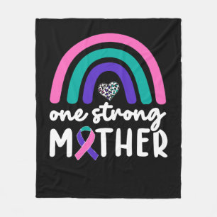 One Strong Mother, Thyroid Cancer Purple Teal Pink Fleece Blanket