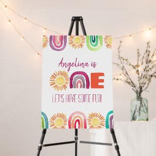 ONE Sun & Rainbows 1st Birthday Welcome Sign
