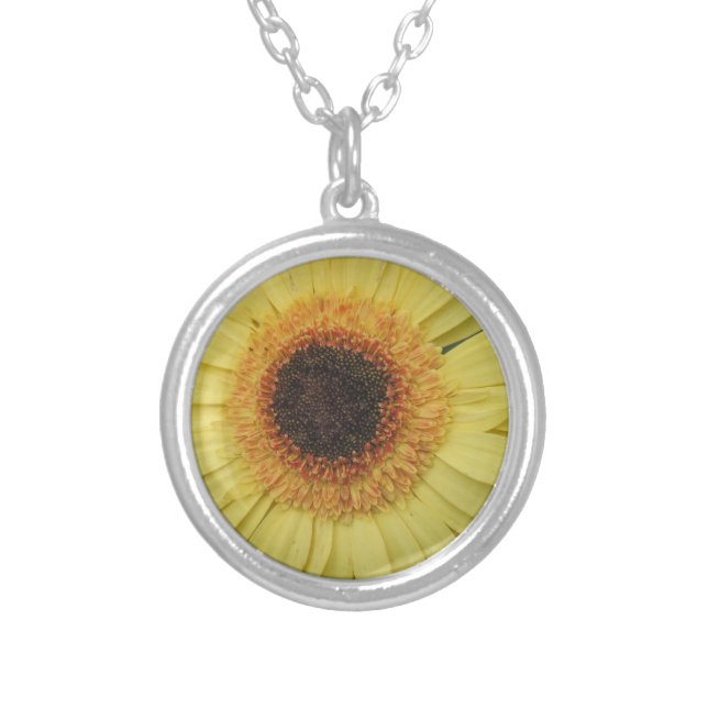 One Sunburst Flower Silver Plated Necklace (Front)