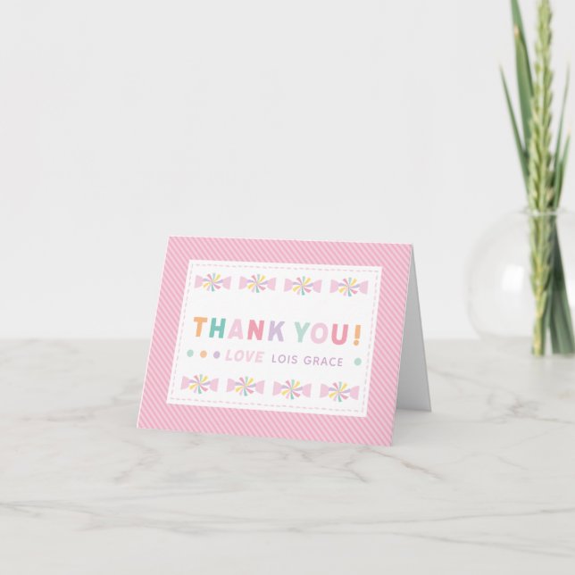 One Sweet Birthday Customizable Thank you Card (Front)