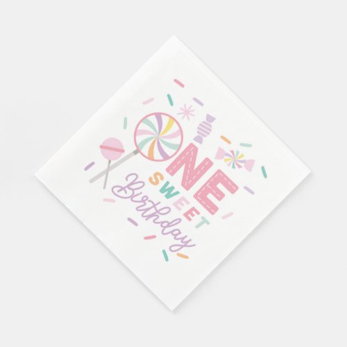 One Sweet Birthday Luncheon Napkin