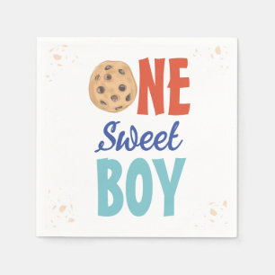 One Sweet Boy Chocolate Chip Cookie First Birthday Napkins