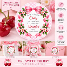 One Sweet Cherry First Birthday Favor Sticker