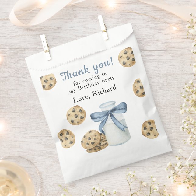 One Sweet Cookie and Milk Birthday Thank you Favor Bag (Clipped)