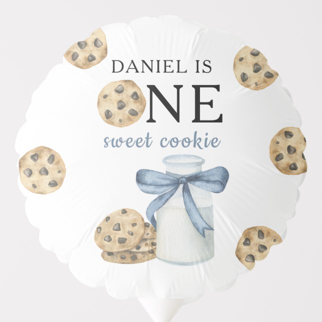 One Sweet Cookie and Milk First Birthday   Balloon (Front)
