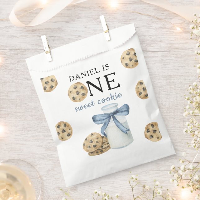 One Sweet Cookie and Milk First Birthday   Favor Bag (Clipped)