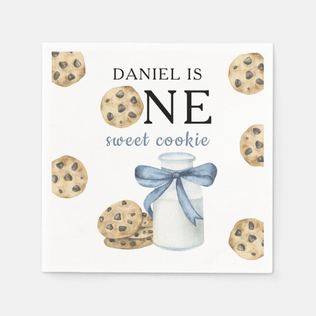 One Sweet Cookie and Milk First Birthday   Napkins (Front)