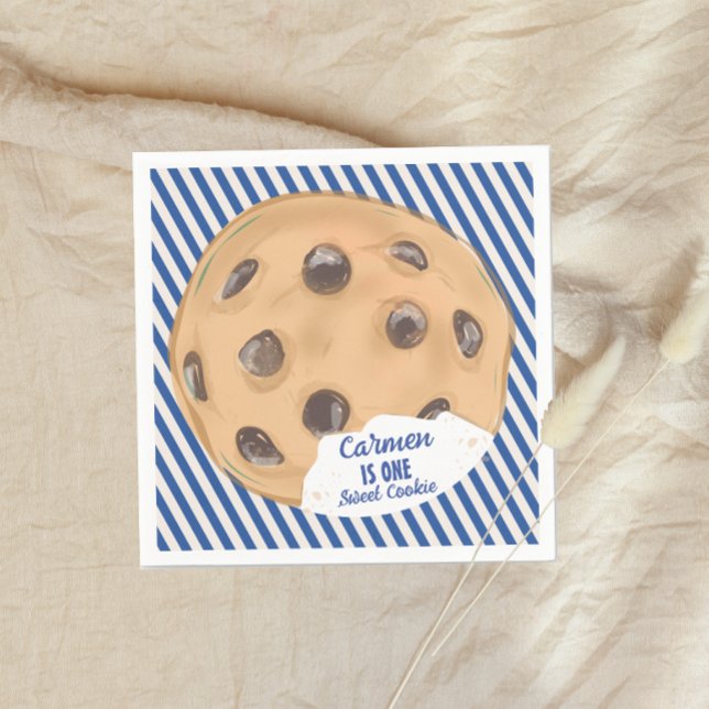 One Sweet Cookie Blue Boys First Birthday Napkins (Creator Uploaded)