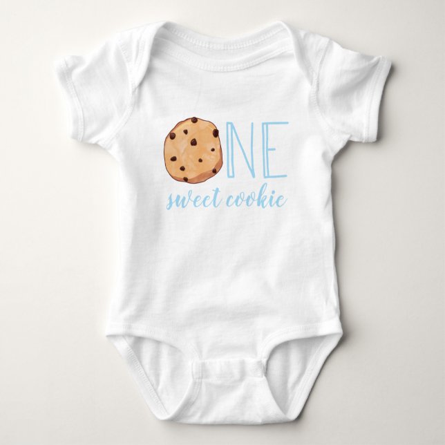 One Sweet Cookie blue first birthday Baby Bodysuit (Front)
