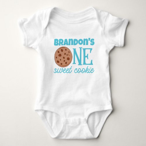 One Sweet Cookie Blue First Birthday Baby Bodysuit