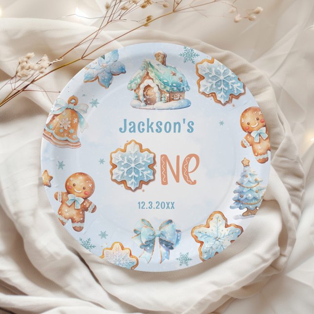 One sweet Cookie Boy Christmas 1st birthday Paper Plates (Creator Uploaded)